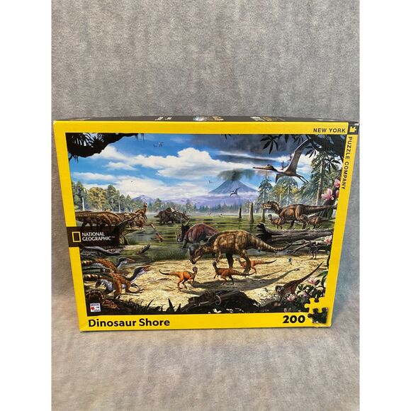 Dinosaur Shore Jigsaw Puzzle 200 Pieces National Geographic New York Puzzle Co. - Picture 1 of 5